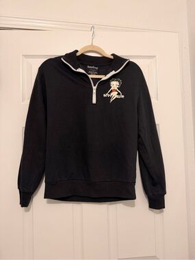 Betty Boop Black Quarter-Zip Sweatshirt